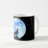 Heulenwolf am Vollmond 11 Unze-Tasse Kaffeetasse (VorderseiteRechts)