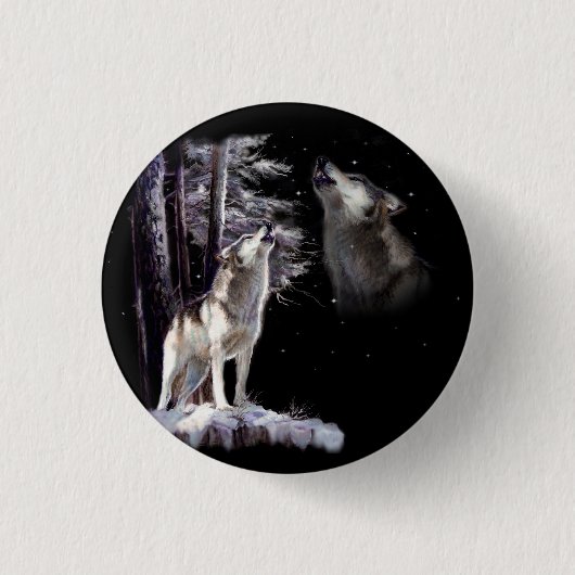 Heulenwolf-Tier-Knopf Button (Vorderseite)