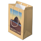 Heuschober-Felsen-Vintages Reise-Plakat Mittlere Geschenktüte (Rückseite Schrägansicht)