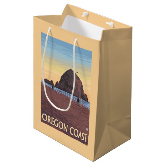 Heuschober-Felsen-Vintages Reise-Plakat Mittlere Geschenktüte (Vorderseite Schrägansicht)