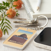 Heuschober-Felsen-Vintages Reise-Plakat Schlüsselanhänger (Vorderseite rechts)