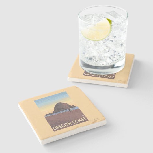 Heuschober-Felsen-Vintages Reise-Plakat Steinuntersetzer (Seitenansicht)