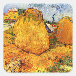 Heuschober in der Provence von Vincent van Gogh Quadratischer Aufkleber