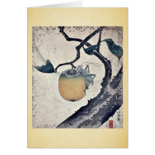 Heuschrecke, die Persimone durch Katsushika
