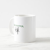 Heuschrecke mit "Zen" Symbol Kaffeetasse (Vorderseite Links)
