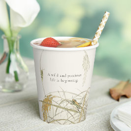 Heuschrecke Vintage Botanical Baby Shower Pappbecher