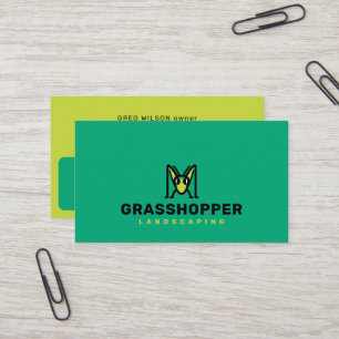 Heuschrecken-Maskottchen   Rasen & Garten Visitenkarte