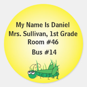 HeuschreckeNametag Runder Aufkleber