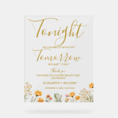 Heute Abend feiern wir das Hochzeitsessen Probe Acrylschild (Vorderseite)