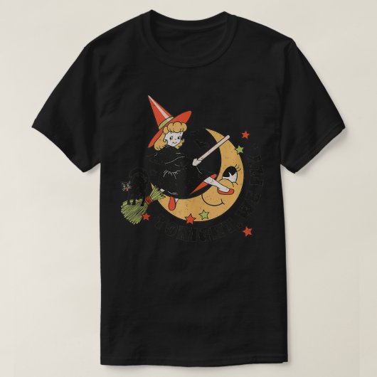 Heute Abend fliegen wir Black Cat Niedlich Hexe Br T-Shirt (Design vorne)