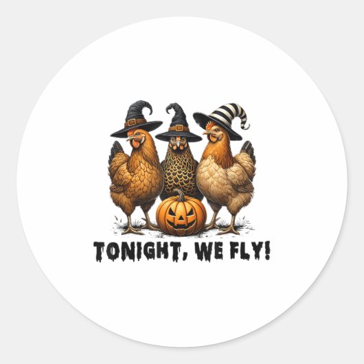 Heute Abend fliegen wir Hähnchenbauflächen zu Hall Runder Aufkleber (Vorderseite)