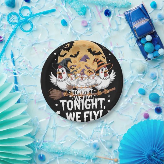 Heute Abend fliegen wir Halloween-Hühnchen Pappteller (Party)