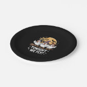 Heute Abend fliegen wir Halloween-Hühnchen Pappteller (Schrägansicht)