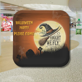Heute Abend fliegen wir Halloween Pappteller