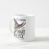 Heute Abend fliegen wir mit Hut und Besen Hexe Kaffeetasse (Vorderseite Links)
