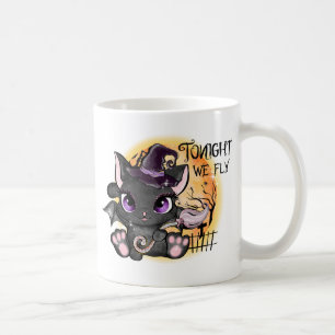 Heute Abend fliegen wir - Schwarze Hexenkatze Kaffeetasse