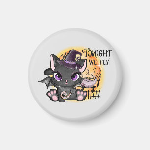 Heute Abend fliegen wir - Schwarze Hexenkatze Magnet