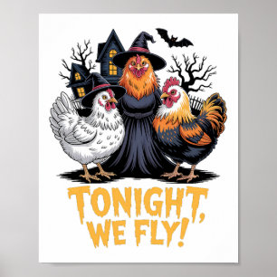 Heute Abend fliegen wir sonniges Halloween Hexenlö Poster