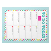 Heute - Aqua Bright Stripe Notepad Notizblock (Vorderseite)