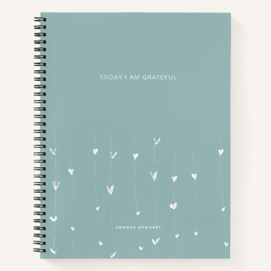 Heute bin ich dankbar Zitat Hearts Notebook Notizblock (Vorderseite)