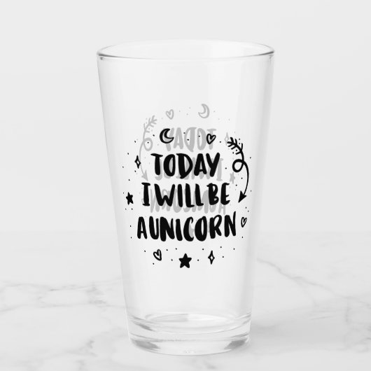 Heute bin ich ein Einhorn Glas (Vorderseite)