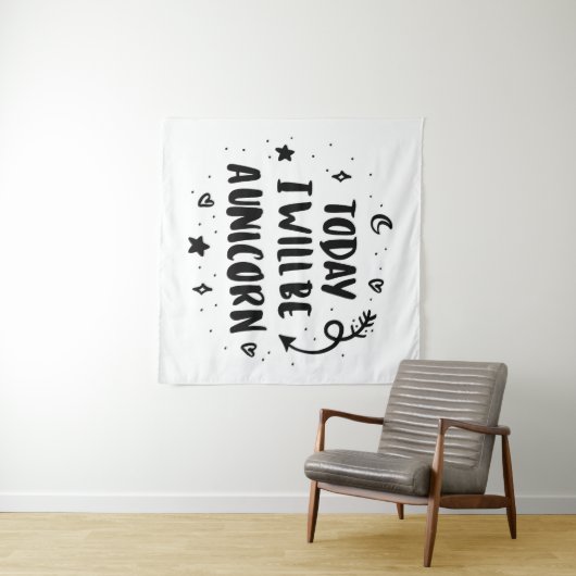 Heute bin ich ein Einhorn Wandteppich (Beispiel (Horizontal))