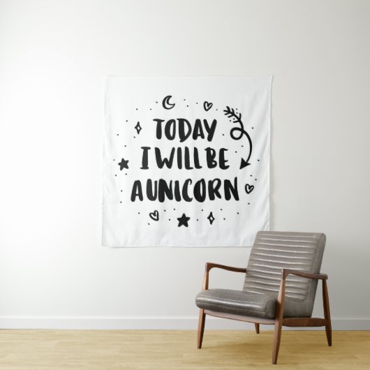 Heute bin ich ein Einhorn Wandteppich (Beispiel)