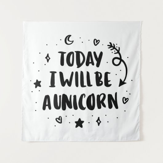 Heute bin ich ein Einhorn Wandteppich (Vorderseite)