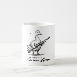 Heute bin ich ein ernster Gänsehiebhaber, der mit  Kaffeetasse