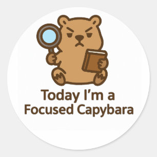 Heute bin ich ein fokussierter Capybara – Kawaii A Runder Aufkleber