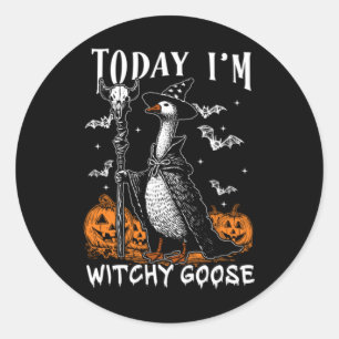Heute bin ich eine Hexengans Halloween Runder Aufkleber