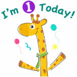 Heute bin ich eins - Giraffe Design<br><div class="desc">Kinderbekleidung,  Geschenke und Party-Dekorationen mit Bild einer Giraffe,  die lautet: Ich bin heute 1.</div>