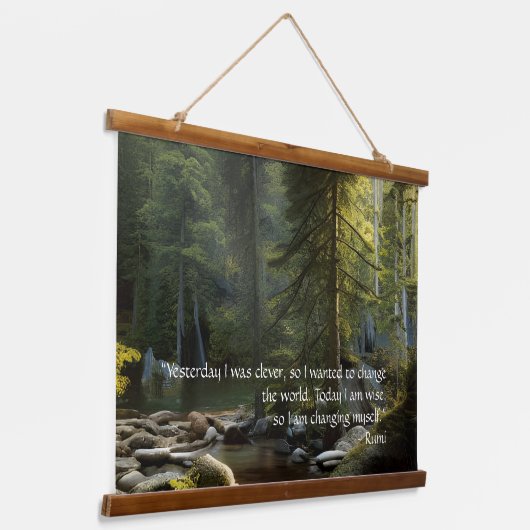 Heute bin ich klug zitieren Natur Landschaft Wandteppich Mit Holzrahmen (Gewinkelt)