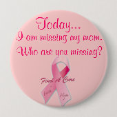 Heute bin ich vermisst in Rosa Button (Vorderseite)