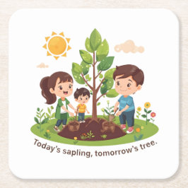 Heute ein Schössling, morgen ein Baum - Tag der Fa Rechteckiger Pappuntersetzer