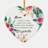 Heute eine Brautmutter des Bride Keepake Herzens Keramik Ornament (Vorne)