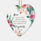 Heute eine Brautmutter des Bride Keepake Herzens Keramik Ornament (Links)