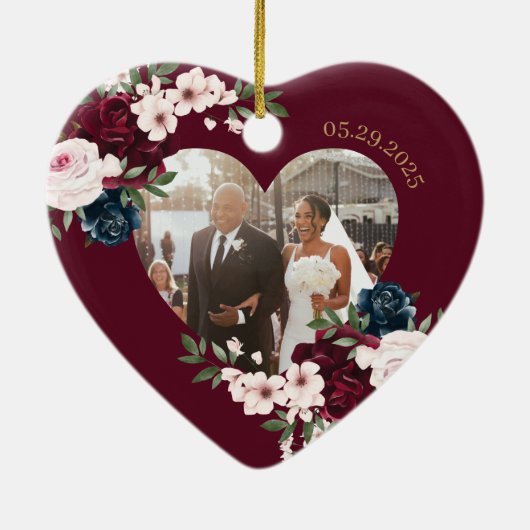 Heute eine Ehefrau, immer Ihr kleines Mädchen Rose Keramik Ornament (Hinten)