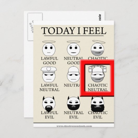 Heute fühle ich mich chaotisch neutral postkarte (Vorne/Hinten)