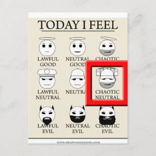 Heute fühle ich mich chaotisch neutral postkarte