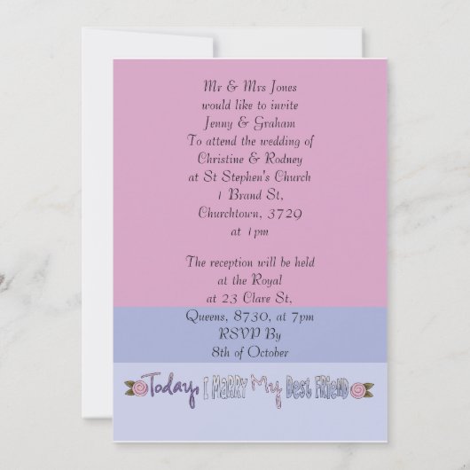 Heute heirate ich meinen besten Freund Einladung (Rückseite)