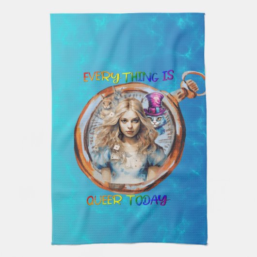 Heute ist alles Que - Alice im Wunderland Geschirrtuch (Vertikal)