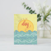 "Heute ist der Tag" Zitat Postkarte (Stehend Vorderseite)