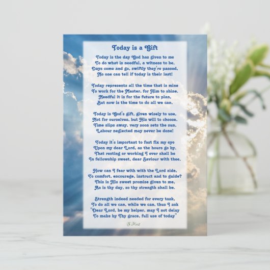 "Heute ist ein Geschenk" Motivierend Christliches Dankeskarte (Stehend Vorderseite)