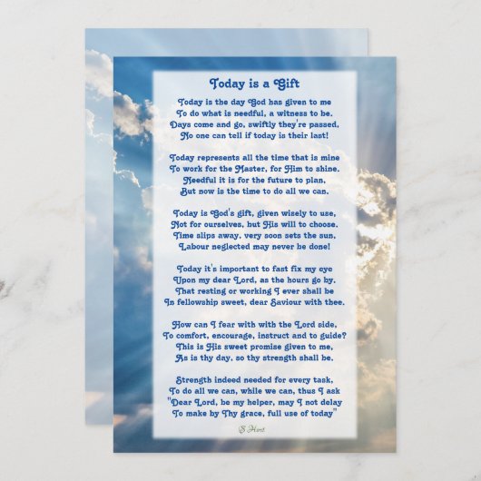 "Heute ist ein Geschenk" Motivierend Christliches Dankeskarte (Vorne/Hinten)