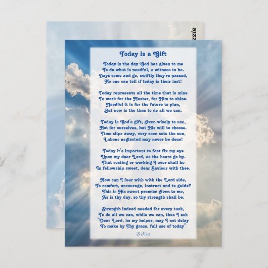 "Heute ist ein Geschenk" Motivierend Christliches Postkarte (Vorne/Hinten)