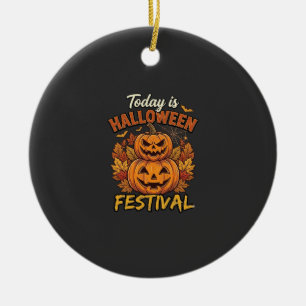 Heute ist Halloween-Festival Gestapelte Kürbisse S Keramik Ornament