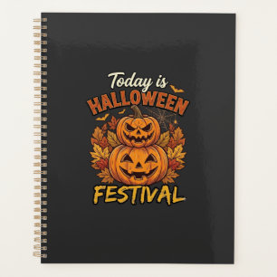Heute ist Halloween-Festival Gestapelte Kürbisse S Planer