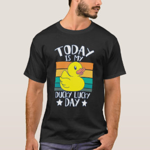 Heute ist mein Ducky Lucky Day Retro Yellow Rubber T-Shirt