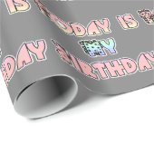 Heute ist mein Geburtstag Baby Pink Art Print Geschenkpapier (Rolleneckpunkt)